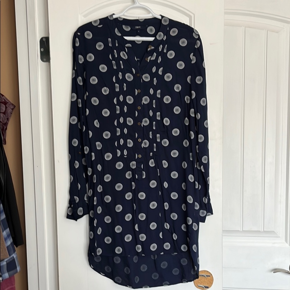 Navy Polka Dot Tunic Blouse